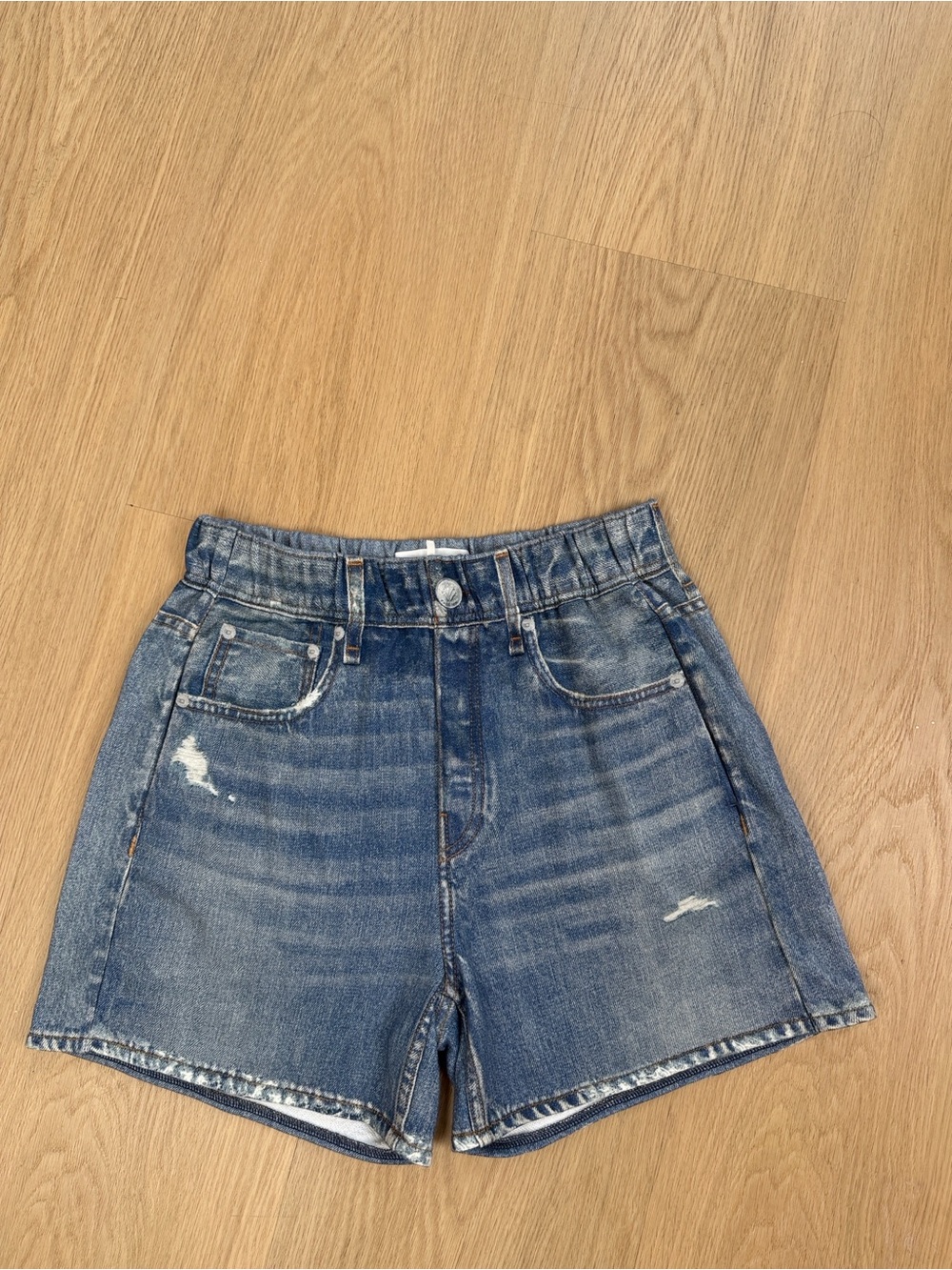 NWOT Rag & Bone Miramar Denim Print Cotton Terry Shorts in Brooke XS - Picture 7 of 13